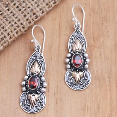 Alternate image for Gold-Accented Sterling Silver and Garnet Dangle Earrings Red Cocoon