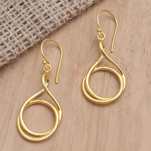 Alternate image for Handmade Gold-Plated Brass Dangle Earrings Life Path