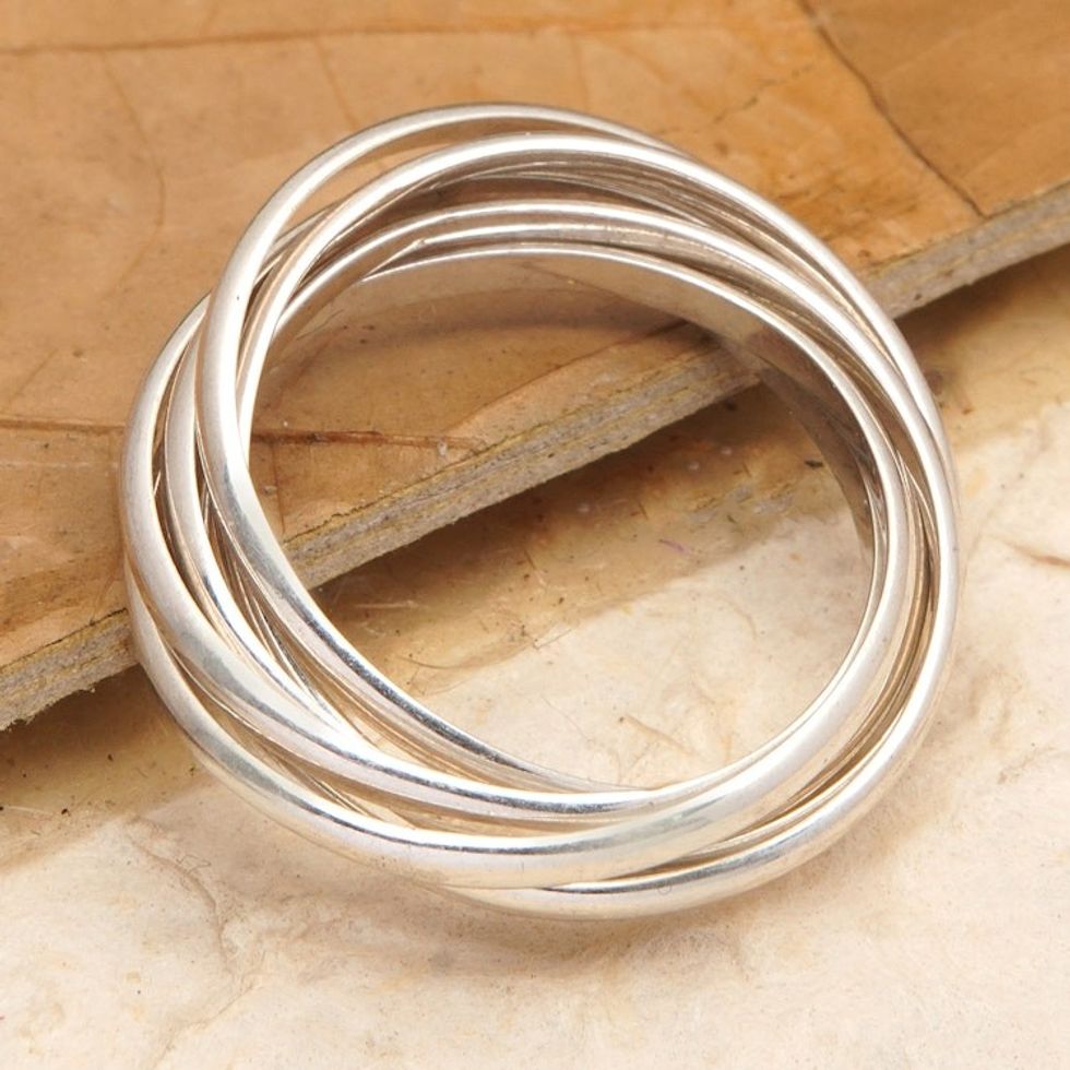 Modern Minimalist Polished Sterling Silver Band Ring 'Radiant Hoop'