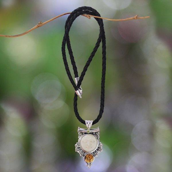 Alternate image for Sterling Silver and Citrine Pendant Necklace Sleepy Moon