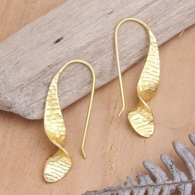 Alternate image for Balinese 18k Gold-plated Modern Drop Earrings Twist the Story
