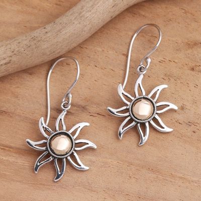 Alternate image for Sunburst Sterling Silver Earrings with Gold Plated Accent Celuk Sun