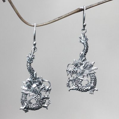 Alternate image for Sterling Silver Dangle Earrings Dragon Splendor