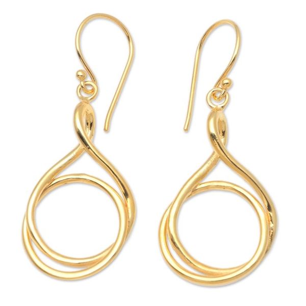 Alternate image for Handmade Gold-Plated Brass Dangle Earrings Life Path