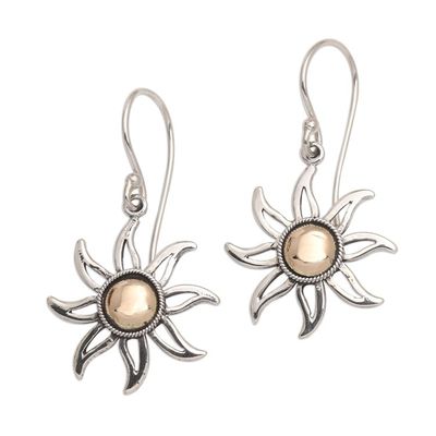 Alternate image for Sunburst Sterling Silver Earrings with Gold Plated Accent Celuk Sun