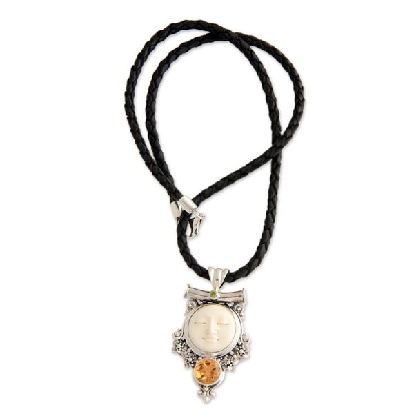 Alternate image for Sterling Silver and Citrine Pendant Necklace Sleepy Moon