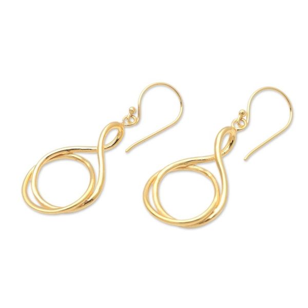 Alternate image for Handmade Gold-Plated Brass Dangle Earrings Life Path