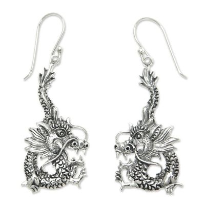 Alternate image for Sterling Silver Dangle Earrings Dragon Splendor