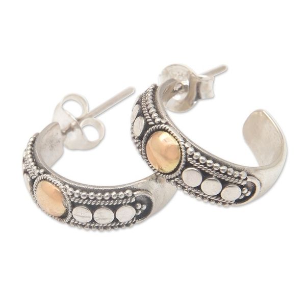 Alternate image for 18k Gold-Accented Half-Hoop Earrings Crafted in Bali Golden Thoughts
