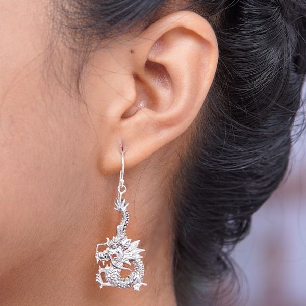 Alternate image for Sterling Silver Dangle Earrings Dragon Splendor
