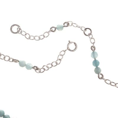 Alternate image for Sterling Silver Station Anklet with Aquamarine Stone Caribbean Sea