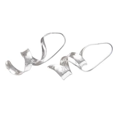 Alternate image for High Polished Curled Sterling Silver Drop Earrings from Bali Divine Curls