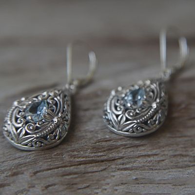 Alternate image for Sterling Silver and Blue Topaz Dragonfly Dangle Earrings Dragonfly Duet