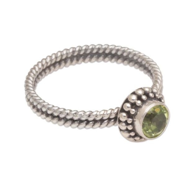 Alternate image for Handmade Peridot and Sterling Silver Single Stone Ring Touch of Simplicity