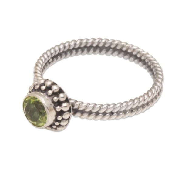 Alternate image for Handmade Peridot and Sterling Silver Single Stone Ring Touch of Simplicity