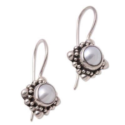 Alternate image for Pearl Sterling Silver Drop Earrings Moon Face
