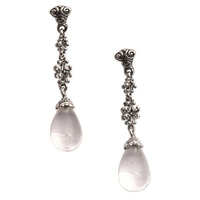 Alternate image for Clear Quartz and Sterling Silver Dangle Earrings from Bali Majestic Serenade