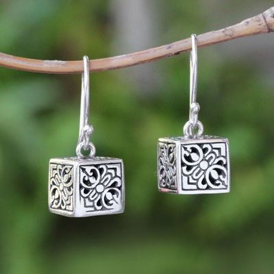 Alternate image for Sterling Silver Cube Dangle Earrings from Bali Elegant Dice