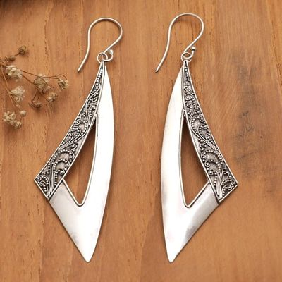 Alternate image for Traditional Triangular Sterling Silver Dangle Earrings Sail to Badung