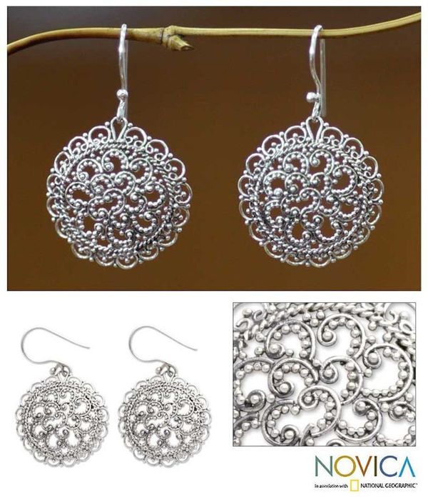 Alternate image for Sterling Silver Earrings from Indonesia Chrysanthemum