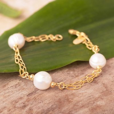 Alternate image for Cultured Pearl Gold Plated Bracelet Posh