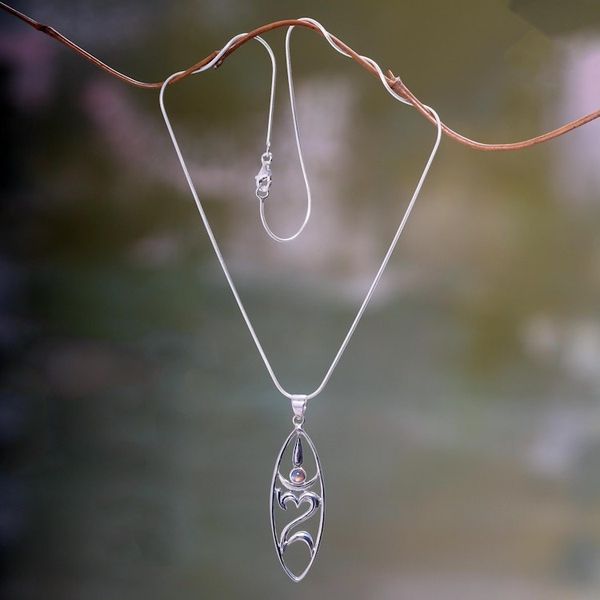 Alternate image for Sterling Silver and Rainbow Moonstone Pendant Necklace Peace for the World