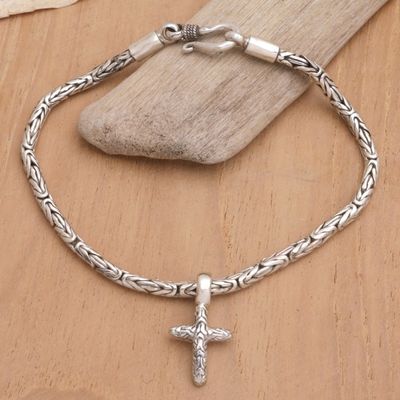 Alternate image for Balinese Handcrafted Bracelet with Cross Charm Cross the Line