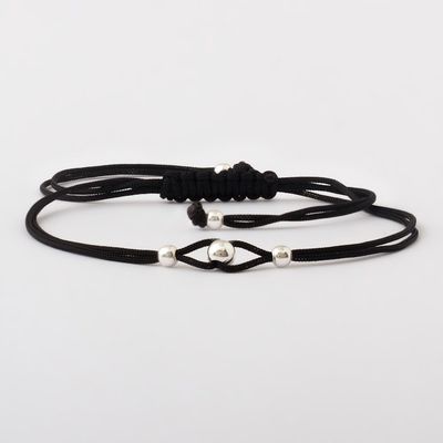 Alternate image for Aurora Black Macrame Unity Bracelet with Sterling Silver Black in Unity