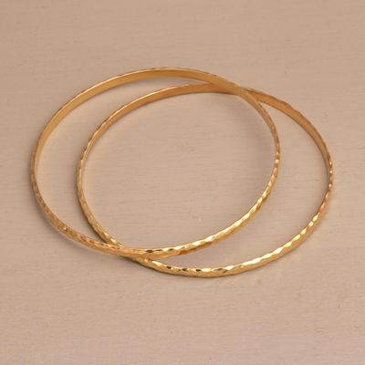 Alternate image for 2 Gold Plated 925 Slim Half Hoop Bangle Bracelets from Bali Slim Radiant Shine