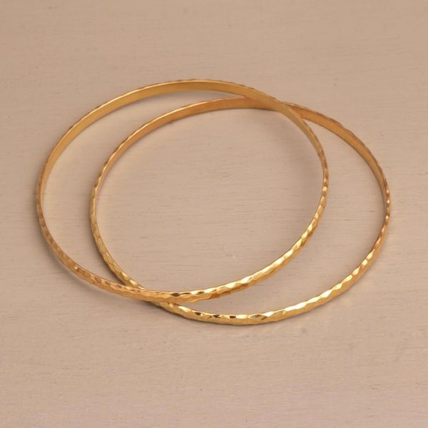Alternate image for 2 Gold Plated 925 Slim Half Hoop Bangle Bracelets from Bali Slim Radiant Shine