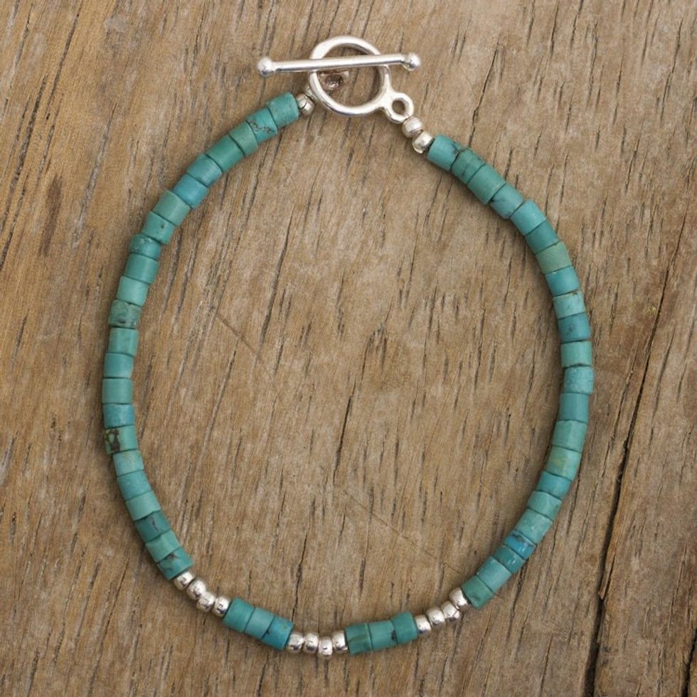 Artisan Crafted Beaded Bracelet 'Cool Waves'