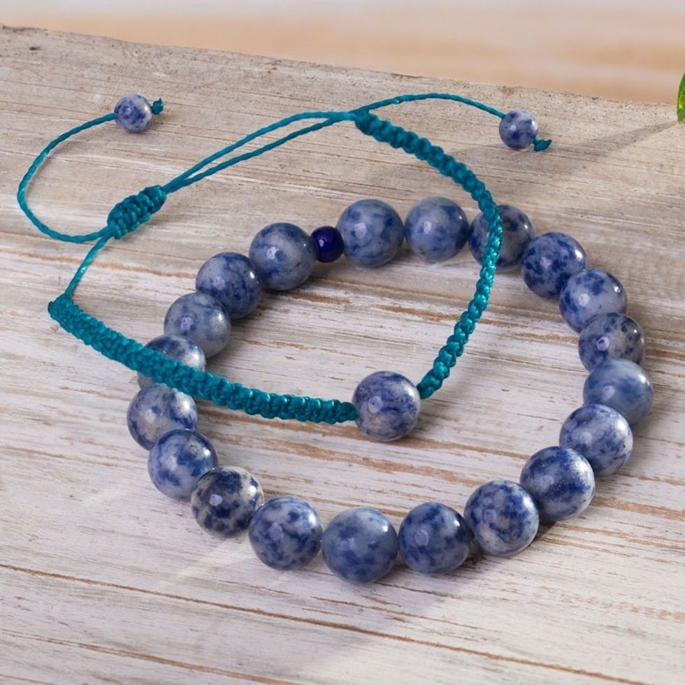 Artisan Crafted Sodalite Bracelets Pair 'Clarity in Blue'