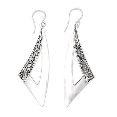 Alternate image for Traditional Triangular Sterling Silver Dangle Earrings Sail to Badung
