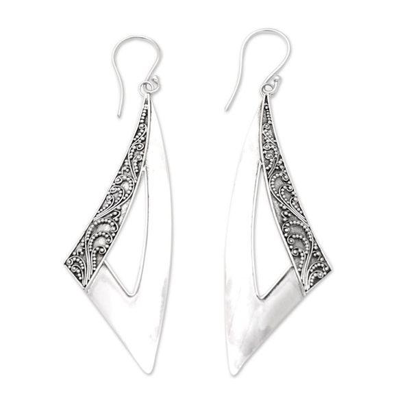Alternate image for Traditional Triangular Sterling Silver Dangle Earrings Sail to Badung