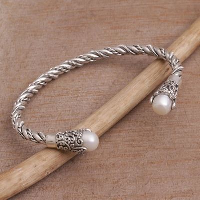 Primary image for White Cultured Pearl Cuff Bracelet from Bali Jepun Seeds in White