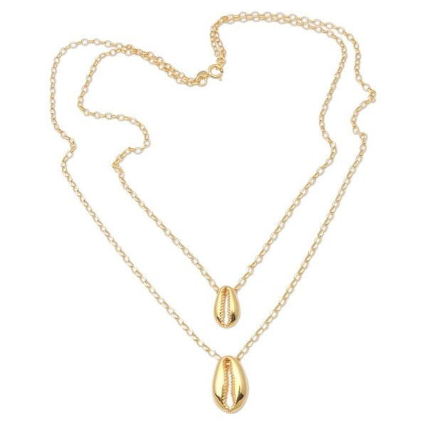 Alternate image for Gold Plated Sterling Silver Double Strand Necklace Cowry Shell