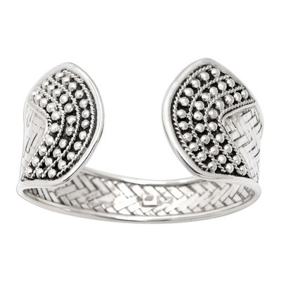 Alternate image for Classic Sterling Silver Cuff Bracelet in a Polished Finish Woven Luxury