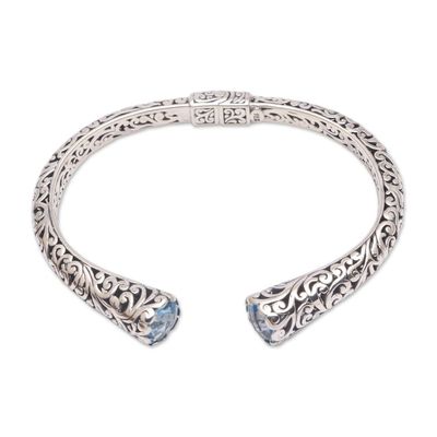 Alternate image for Blue Topaz and Sterling Silver Scroll Motif Cuff Bracelet A Glimpse of Sky