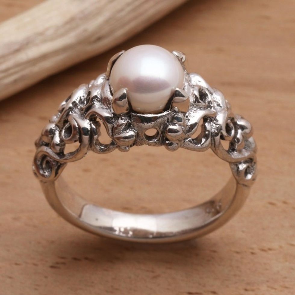 Hand Made Sterling Silver and Pearl Ring 'Majesty'