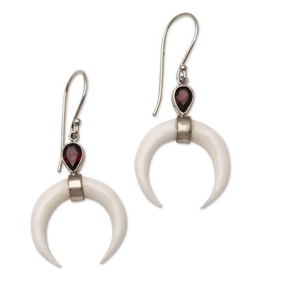 Alternate image for Garnet Crescent Dangle Earrings from Bali Sanur Crescents