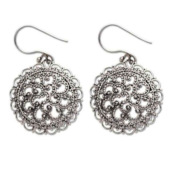 Alternate image for Sterling Silver Earrings from Indonesia Chrysanthemum
