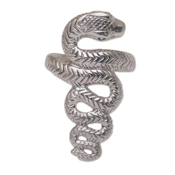 Alternate image for Handmade 925 Sterling Silver Snake Cocktail Ring Slinking Serpent