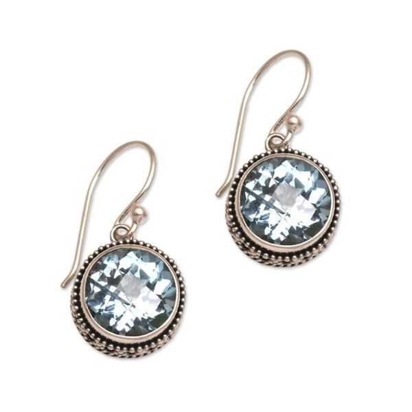 Alternate image for Handcrafted Blue Topaz and Sterling Silver Dangle Earrings Sparkling Haven