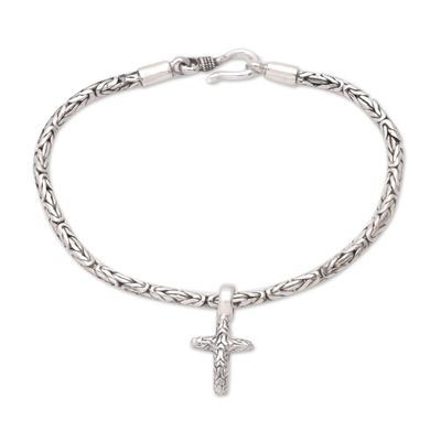 Alternate image for Balinese Handcrafted Bracelet with Cross Charm Cross the Line