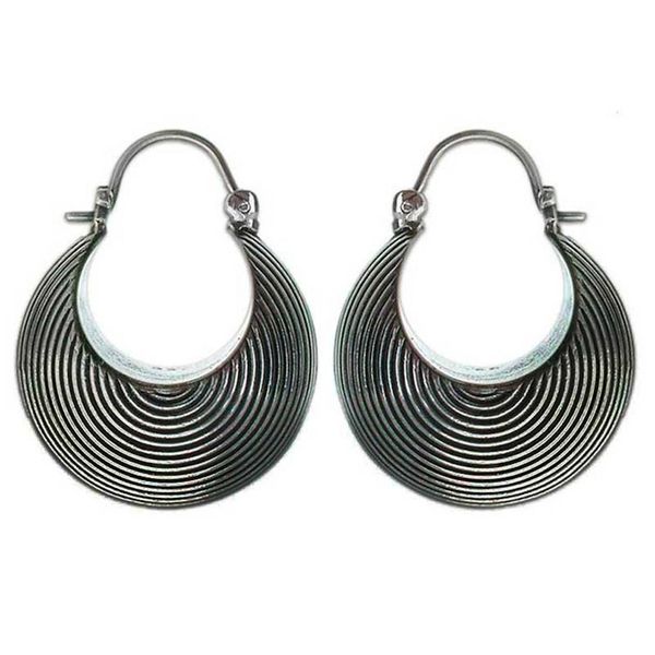 Alternate image for Sterling silver hoop earrings Hypnotic Moon