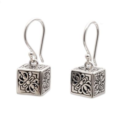 Alternate image for Sterling Silver Cube Dangle Earrings from Bali Elegant Dice
