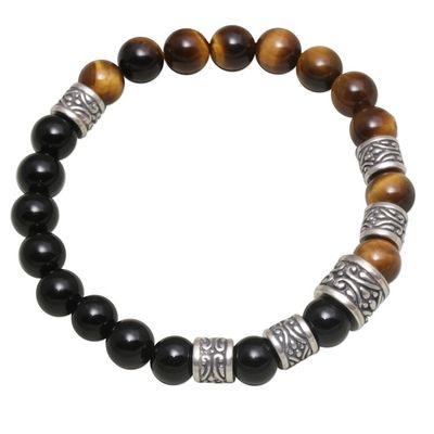 Alternate image for Tigers Eye and Onyx Beaded Stretch Bracelet from Bali Batuan Renaissance