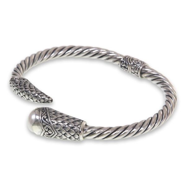 Alternate image for White Cultured Pearl and 925 Sterling Silver Bangle Bracelet Sukawati Royal