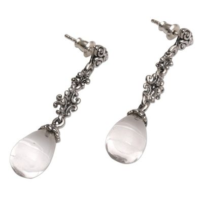 Alternate image for Clear Quartz and Sterling Silver Dangle Earrings from Bali Majestic Serenade