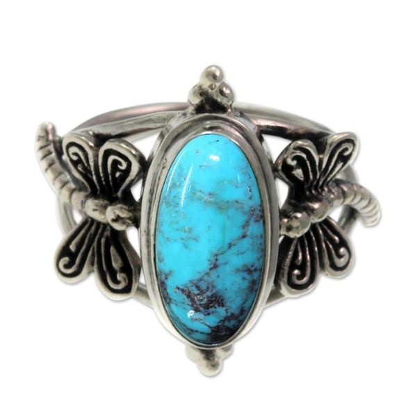 Alternate image for Magnesite and Sterling Silver Cocktail Ring Dragonfly Sky